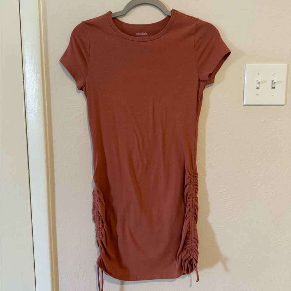 Women’s t-shirt dress with ties on each side, size small